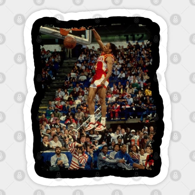 Spud Webb Absolutely Flying During The 1986 Slam Dunk Contest Sticker by Omeshshopart